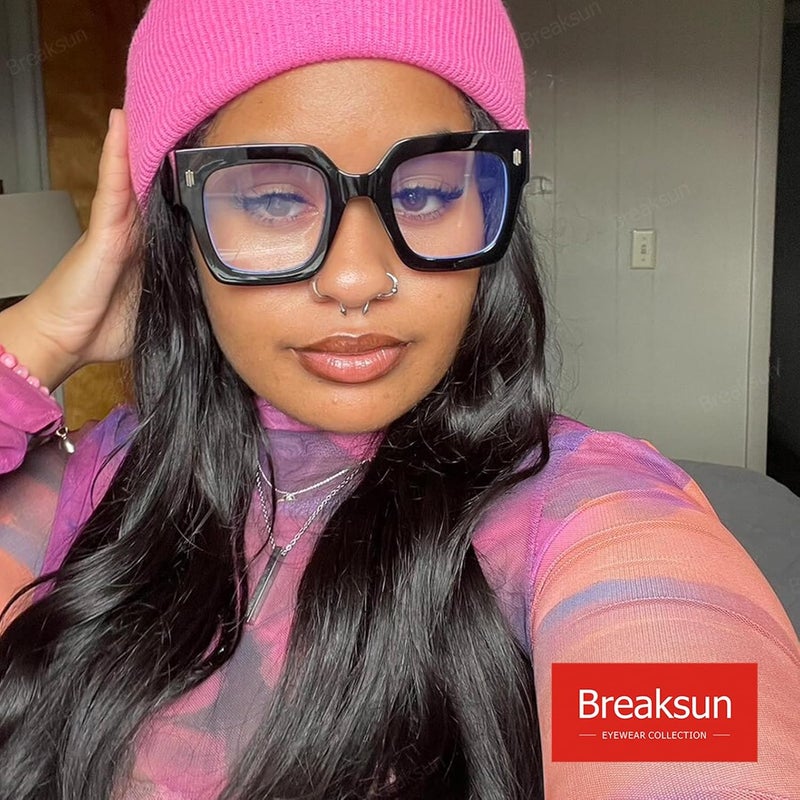 Breaksun Fashion Oversized Blue Light Blocking Glasses for Women Men Trendy Big Square Frame Computer Eyeglasses - Image 3